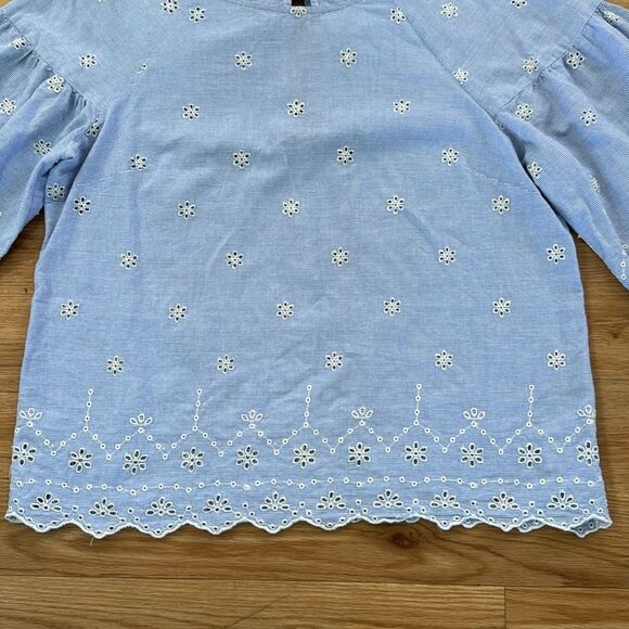 Sanctuary Viola Cotton Embroidered Eyelet Top Medium Blue and White - Picture 3 of 7